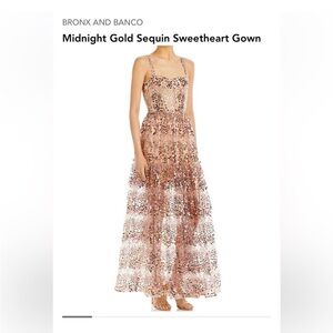 Bronx and Banco Gold Sequin Sweetheart Gown